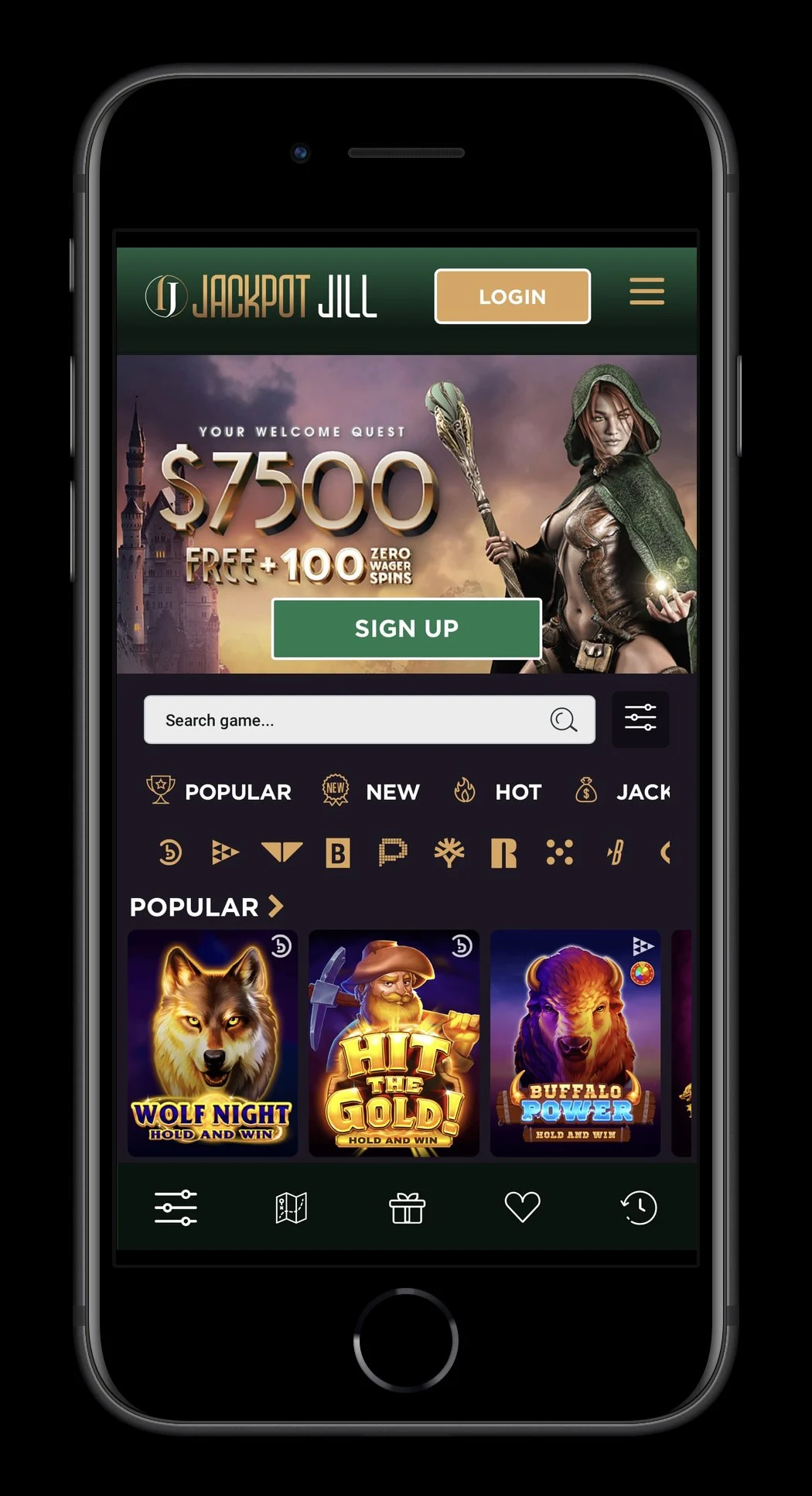 jackpot jill Casino mobile site on iPhone